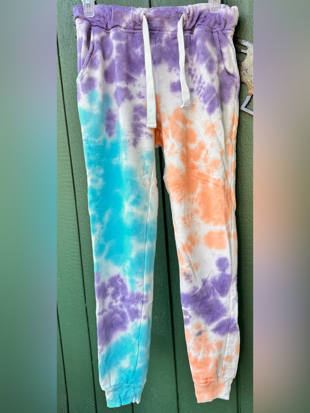 Girls Tie-Dye Jogger Pants - Purple Blue Orange - Picture 1 of 3